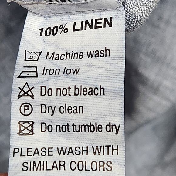 HARIS COTTON Shirt Mens Small Blue Button Up Long Sleeve 100% Linen Greece - Picture 7 of 8